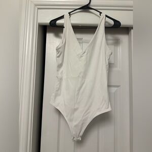 Deep V White Bodysuit